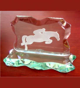 Vidro - Troféu Personalizado - Jateado em Vidro Apicoado (Hipismo)