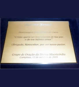 Estojos - Placa de Homenagem em Aço Fundo Dourado em Estojo Luxo